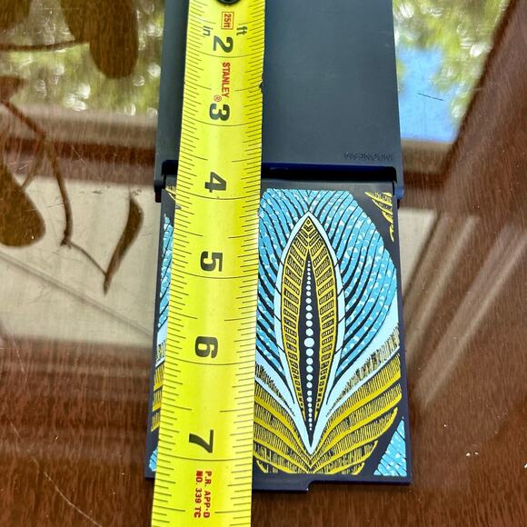 Vintage Estee Lauder Blue Feather Pattern Small Makeup / Cosmetic Folding Mirror - Picture 7 of 10